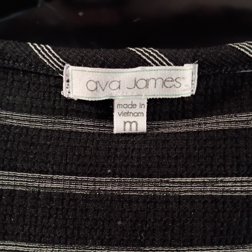 Ava James Women's Medium Black White Striped Summer Sleeveless Tank Top EUC - Picture 5 of 6